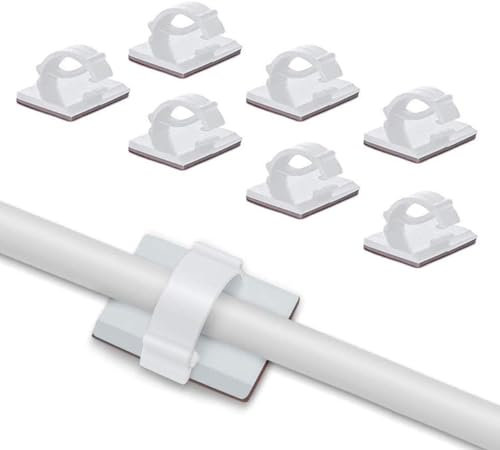 Elfcam® - Clips de Câble Adhésif Réglable pour Gestion de Câble à Fibre Optique, Attache Fil et le Cordon dans la Maison ou le Bureau (Lot de 50)