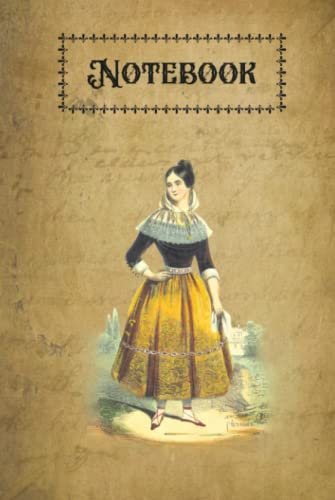 Vintage composition Lined Notebook The Classical Women Fashion: Old Notebook Vintage For Writing