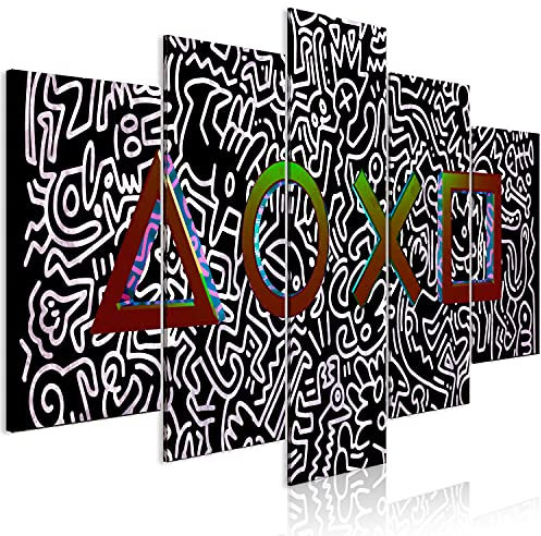 murando Quadro Console di gioco 150x75 cm 5 pezzi Stampa su tela in TNT XXL Immagini moderni Murale Fotografia Grafica Decorazione da parete Gaming Play Game Graffiti i-A-0206-b-m