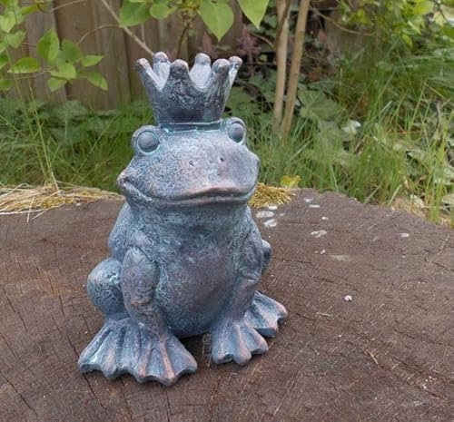 Deko-Impresion Gartenfigur Frosch/Froschkönig Skulptur Gartendekoration Bronzefarben 15 cm