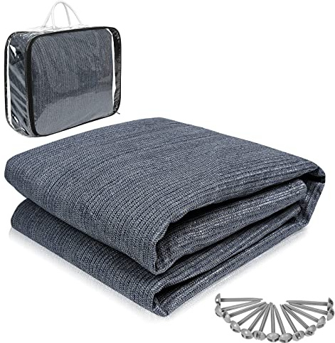 UISEBRT Alfombra para Tienda de Campaña con piquetas y bolsa de transporte, Alfombra para toldo de camping Transpirable Alfombra de Exterior lavable, Varios tamaños, Gris y azul