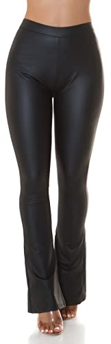 Koucla Leder Look High Waist Schlag Hose
