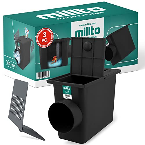 Millto™ Regnrörstapp Takränna Dränage Regnhandfat (3x lateral 110 mm svart)