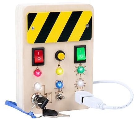 Montessori Busy Board Activity Board Kinder Montessori Holzspielzeug Sensory Motorikspielzeug mit LED Lichtschalterspielzeug Schraubendreher Lernspielzeug für Baby Kleinkindspielzeug ab 1 2 3 4 Jahre