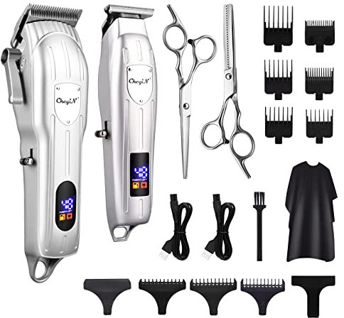 CkeyiN Tondeuse Cheveux Professionnelle, Coupe de Cheveux Electrique, Rechargeable Avec Ecran LED & 7 Longueurs de Réglage, Tondeuse Barbe Parfait Pour les Hommes/Enfants/Barbiers Professionnels