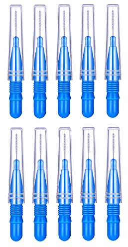 10Pcs Interdental Brush Dental Brushes Mini Teeth Brushes Dental Floss Brush Flossing Brushes Dental Hygiene Brush Flossing Sticks Braces Dental Brush for Cleaning Gaps Between Teeth (Blue/0.8mm)
