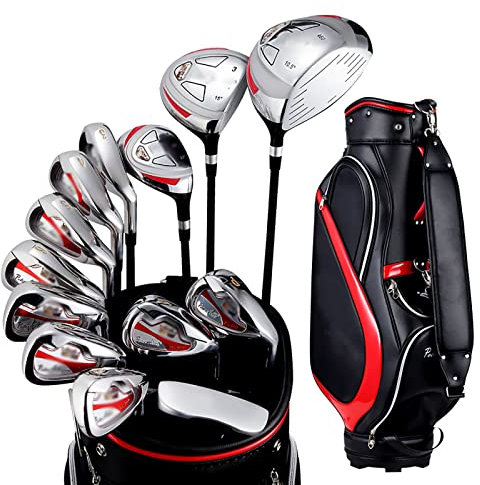Herren Golf Set, Golfschläger Set, Golf Standard Tasche und Golfschläger Anfänger Komplettset, Edelstahlschaft, 13-teilig