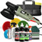 Auto Politur Set | Exzenter Poliermaschine H15 720W 15mm Hub 125mm Stützteller + 3x Sonax Profiline Politur 250ml + 3x Polierpad 150mm + 5x Poliertuch + Zubehör | Autopolitur Komplett Set