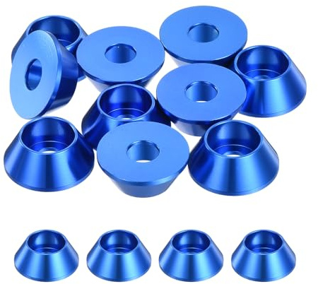 QUARKZMAN 10er Set M6 Konusbecher-Unterlegscheiben, eloxierte Aluminium-Dichtungen Kegel Senkkopf-Unterlegscheiben für Schraube RC/FPV/PC/Drone/Mechanische Zubehör-Modellteile (Dunkelblau)