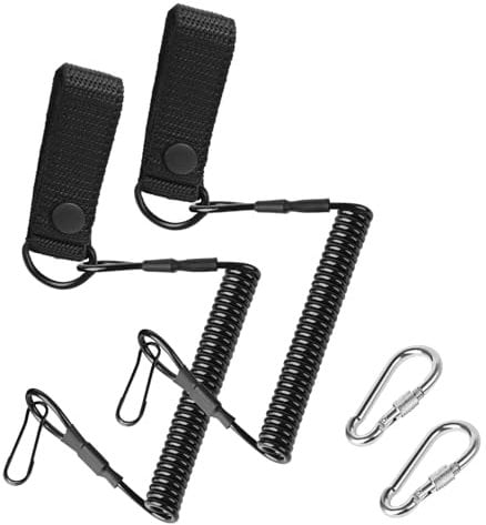 Tactical Lanyard, Spirale Schlüsselring Elastisch Angeln Lanyards, Elastische Spiralkabel mit 2 Karabiner , Tactical Lanyard Spiral SchlüSselanhänger Spiral SchlüSselanhänger Sicherungsseil für Angel