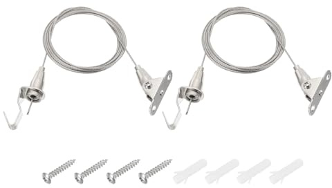 PATIKIL 2 pezzi Kit di filo regolabile per appendere quadri 2m/6.6ft 1.5mm | Adatto per filo in acciaio inossidabile pesante, con gancio rotante a 180 gradi, cornici