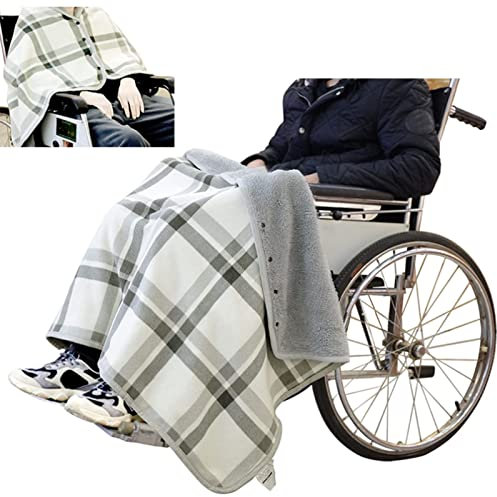 LBLFEBD Decke für Rollstuhl Rollstuhlwärmer-Abdeckdecke, Damen-Poncho, Karierte Schoßdecke, Rollstuhl-Poncho, Kniedecke, Beindecke, tragbare warme Decke, Cape-Poncho für Rollstuhlfahrer