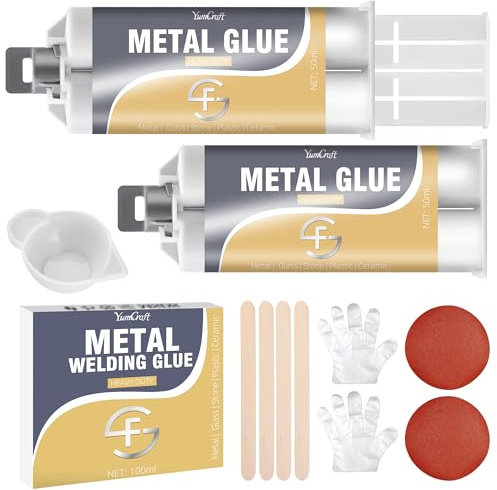 100ml Colle Metal, Soudure a Froid Metal, Adhésif Époxy Haute résistance - Colle Epoxy Bi-Composant Résistant Hautes Températures, Solution Instantanée Rapide Tous Metals, Plastique, Fonte