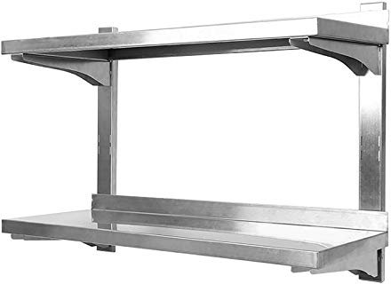 homewell Edelstahlregal Wandbord Wandregal, 2 Ablagefläche Regal, Küchenregal Edelstahl, 30 x 80 cm, für Küchen oder Zuhause,Restaurant