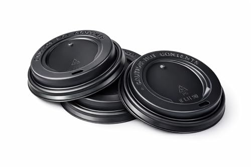 Inoverse Kaffeebecher Deckel 80mm 500 Stück, Coffee to Go Deckel für Büro | Schwarz Plastikdeckel Kunststoffdeckel, Becherdeckel, Kaffeedeckel, für Pappbecher und Heißgetränke, für Kaffee und Tee