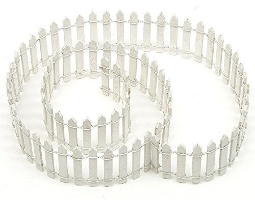 SecretRain Miniature Garden Fairy Ornament Flower Pot Plant Pot Home Decor White Wood Fence (5cm Height)