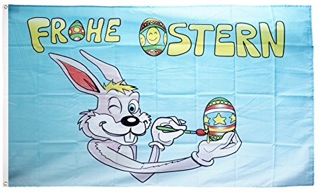 Flaggenfritze Fahne/Flagge Frohe Ostern Osterhase + gratis Sticker