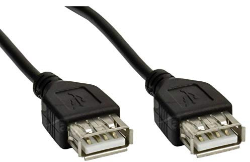 AKYGA AK de USB de 06 alargador USB 2.0/Datos/Cable de conexión a Hembra a Hembra de 1,8 m Negro