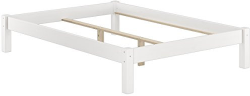 Erst-Holz Weißes Bettgestell Kiefer Doppelbett 140x200 Massivholzbett ohne Zubehör 60.35-14 W oR