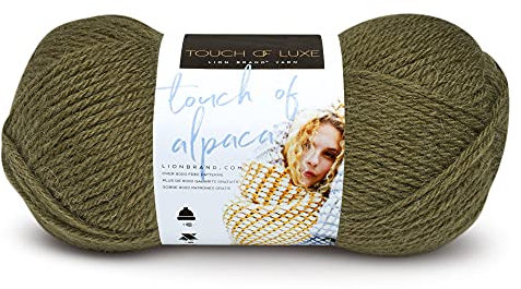 Lion Brand Yarn Company 674-132 Touch of Alpaca Yarn, Olive, Acrylic Blend, One Skein
