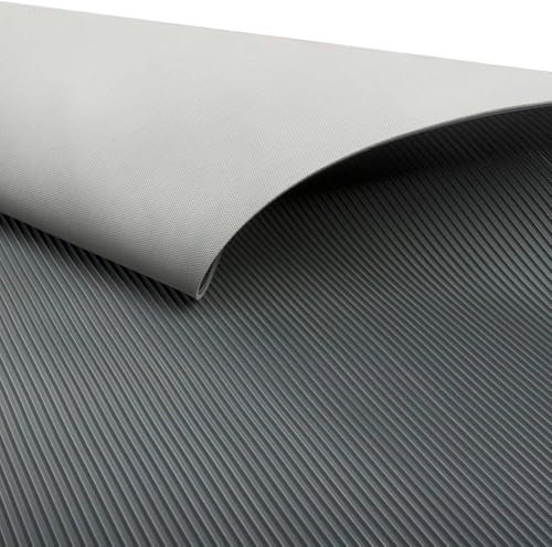 etm - Revêtement de Sol en Caoutchouc antidérapant - Tapis de Sol Usage Industriel - Protection amortissante Contre Les Chocs et l'usure pour Zones de Chargement - Fein gerippt, Gris 120x500 cm, 3mm