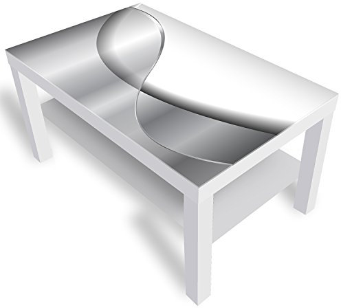 DekoGlas Beistelltisch Couchtisch 'Abstraktion' Sofatisch mit Motiv Glasplatte Kaffee-Tisch, 90x55x45 cm Weiß