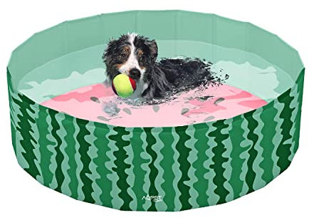 AQPET AqpetFriends Piscina in plastica per Cane Animali Domestici Pieghevole da Giardino Fantasia Fruit, 160x130 cm