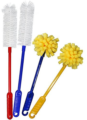 com-four® 4X Flaschenbürste in verschiedenen Größen zur Reinigung von Flaschen und Gläsern - Reinigungsbürsten in vielen Farben [Auswahl variiert] (04-teilig - Mix Set)