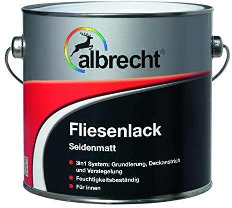 Albrecht 3400605771901002500 Fliesenlack seidenmatt weiß 2,5l