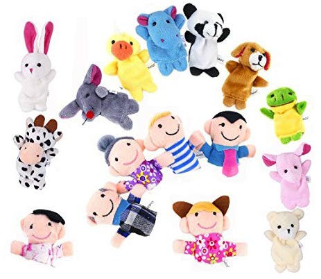 XLKJ 16 Stück Weiches Plüsch Tiere Fingerpuppen Set,Kinder Lernspielzeug Handpuppe Set
