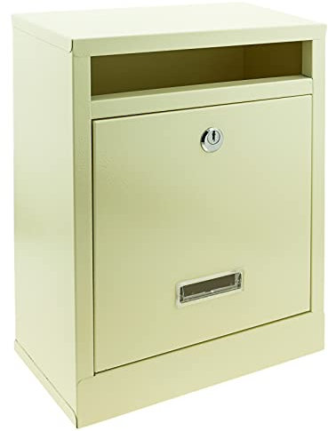 PrimeMatik - Boîte aux Lettres métallique coloré Blanc Ivoire pour Mur 24 x 12 x 31 cm