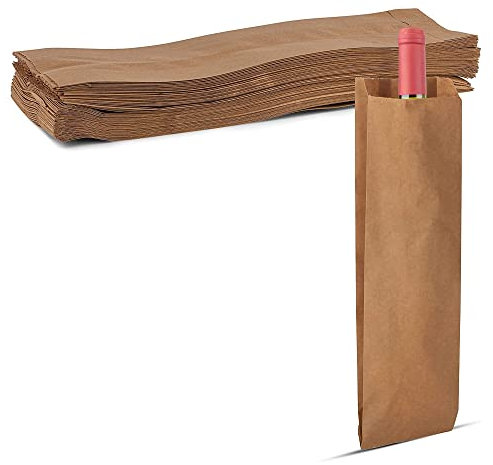 MT Products Weintüten aus Kraftpapier, 9,5 x 5,7 x 29,2 cm, Einweg-Papier-Geschenktüten, 100 Stück