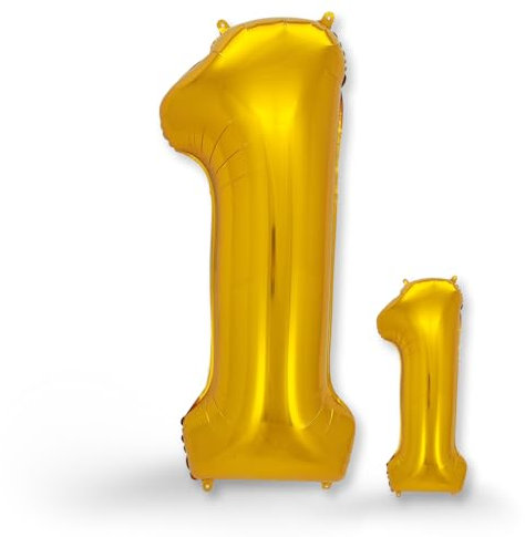 FUNXGO® folienballon 1 gold - 2 Stück -100cm & 38cm- Luftballon Zahl 1-1.geburtstag - Ballon 1 Deko zum Geburtstag, Hochzeit, Jubiläum oder Fest, Party - Ballon 1 gold