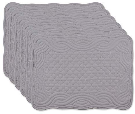 DII Gesteppte Tischsets Farmhouse-Kollektion, Grau, 6-teilig