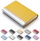 Porte-cartes de visite de luxe en cuir synthétique avec porte-cartes et étui en acier inoxydable pour cartes de visite et cartes de crédit et d'identité (Jaune)