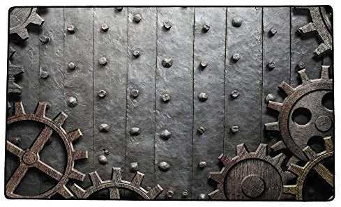 Immersion Spielunterlage, Schreibtischunterlage, Allzweckmatte, Motiv: Rusty Gear, 60x100cm 2009978 Grau