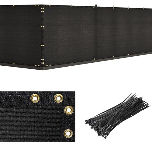 Duerer Sichtschutz Zaun 1.2m x 15.2m Gartenzaun Schattiernetz mit ösen 170g/m² Blockade UV-Schutz Outdoor Windschutz Sonnenschutz Sichtschutz Gewebe Hinterhof im Freien, Terrasse Kabelbinder Schwarz