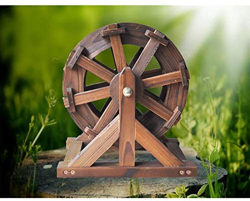 Tauzveok Wasserradbrunnen Holz Design Springbrunnen Feng Shui Wheels Yard Dekorative Im Freien, Für Balkon Terrasse Gartenspringbrunnen,Without Stand,20cm