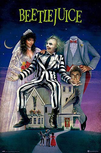 Close Up Beetlejuice Poster (61cm x 91,5cm) + 2 St. Schwarze Posterleisten mit Aufhängung