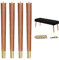 XBurmo Mid Century Table Legs,16'' Angled Tapered Solid Wood Table Legs for Stool Bench,Legs for Furniture Set of 4 with Gold Metal Edge Mounting Plates