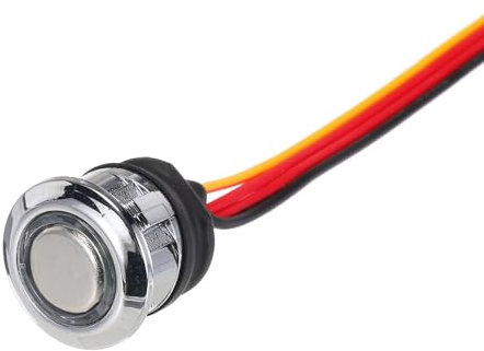 sourcing map DC 5V Touch Dimmer Switch with Blue Indicator Light 16mm Diameter Snap-in Mount Silver Tone for LED Lights Strip Lights