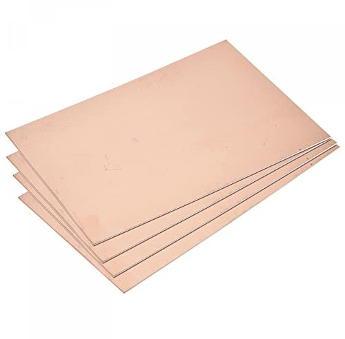 sourcing map PCB Kupferverkleidete Platine Laminat 200 mm x 150 mm x 1,5 mm FR4 Glasfaser einseitig für Schaltungsprojekte, 4 Stück