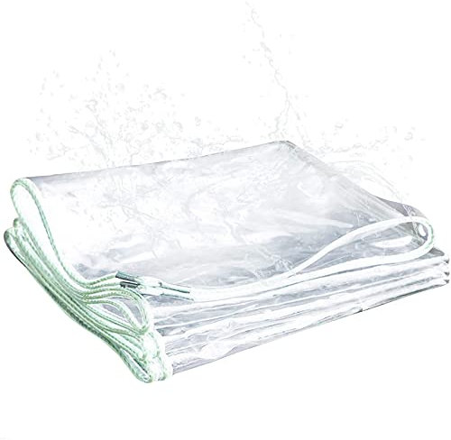 Sywlwxkq Persenning Klare Heavy Duty Transparent PVC wasserdichte Plane Abdeckfolie mit Ösen,für Garten Markise Vordach Terrassenüberdachung,Staubdicht Regendicht,360g/?,Individuell (2x2m(6
