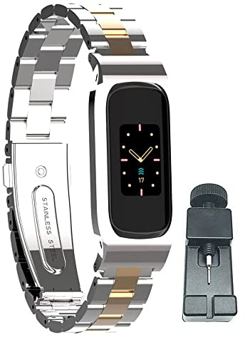 nuosiweilang Armband Kompatibel mit Fitbit Luxe Armband,Edelstahl Metall Ersatzarmband Uhrenarmbänder Kompatibel mit Luxe Frauen Mann