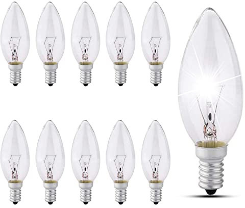 Screw in Light Bulbs, E14 Candle Bulbs Dimmable,10 Pack Candle Bulbs SES /e14, 2700K Warm White