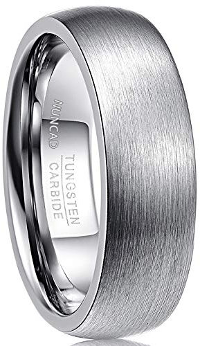 NUNCAD Ring für Männer Frauen Silber Wolfram Ring für Herren Damen Partner Jugendliche Hochzeitsring Freundschaftsring Größe 72