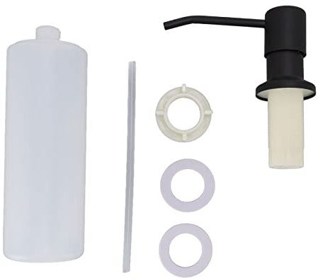 Dispensador de jabón para fregadero de cocina 300 ml dispensador de jabón para encimera bomba de plástico acero inoxidable rotación 360 grados dispensador de jabón líquido negro