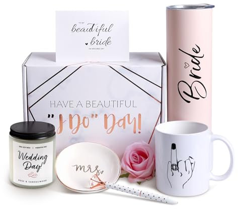 Caja de regalo para novia, despedida de soltera, regalo de compromiso para ella, regalo de boda para novia, regalos de despedida de soltero, vaso de acero inoxidable, taza, vela perfumada (rosa)