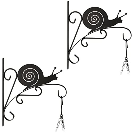 Relaxdays Blumenampel Halterung im 2er Set, Schneckenmotiv, schwarz | HxBxT: 30 x 30,5 x 2 cm, Wandpflanzenhalter, Eisen