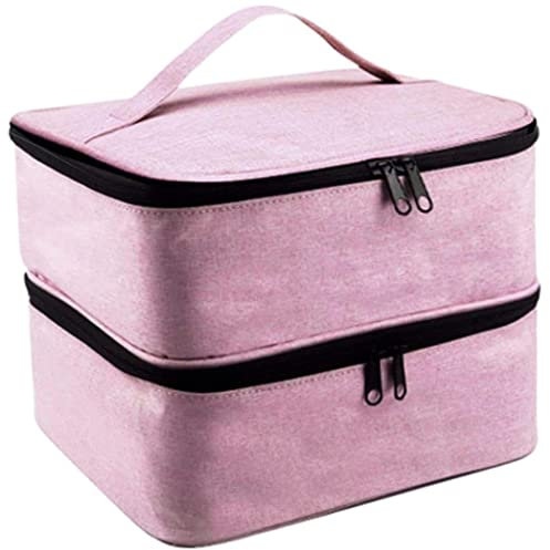 Nail Polish Storage Bag, Holds 30 Bottles, with Adjustable Dividers, Nail Dryer Case, Box for Nail Varnish Cosmetic, Pink